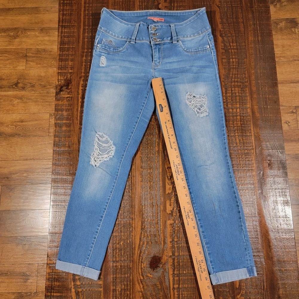YMI Wanna Betta Butt Skinny Jeans Womens Sz 11 Ankle Stretch 3 Button Distressed